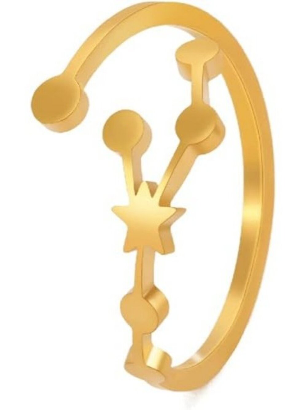 Taurus Gold Adjustable Zodiac Sign Constellation Stainless Steel Ring